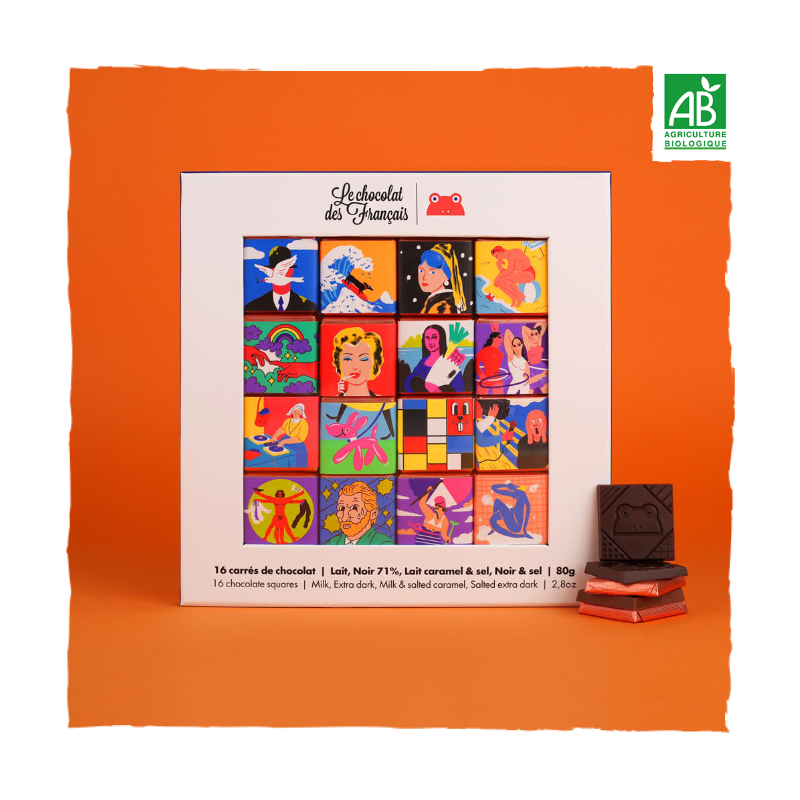 Coffret 16 carrés de chocolat 80gr - le chocolat des françaisoffret 16