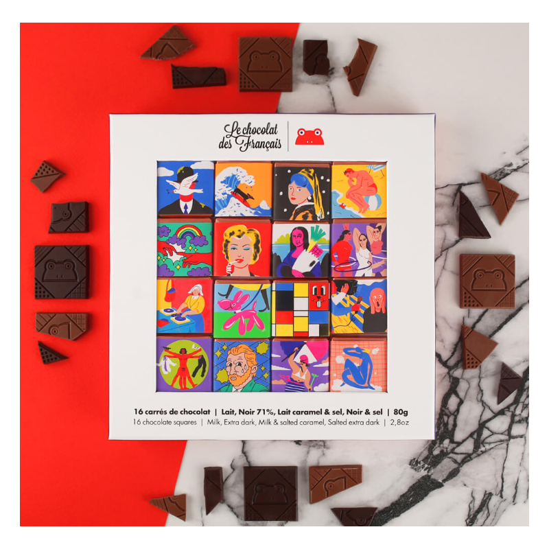 Coffret 16 carrés de chocolat 80gr - le chocolat des françaisoffret 16