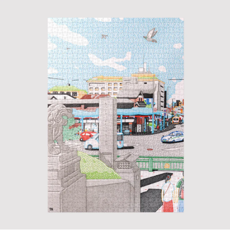 PUZZLE - SULO - 1000 PIÈCES - TOWN WITH A SHRINE - TAKASHI NAKAMURA