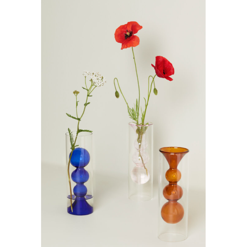 VASE - HUBSCH - VERRE AMBRE - 7XH23CM
