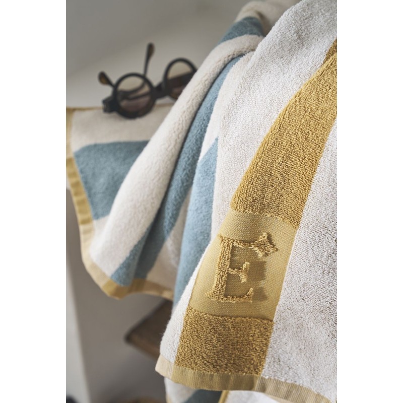 serviette de plage - essix - transat riviera - bleu jaune 86x180 cm