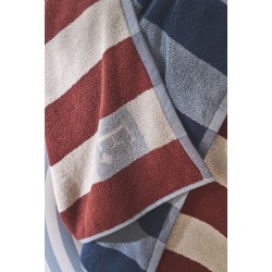 serviette de plage - essix - transat marin - rouge bleu 86x180 cm