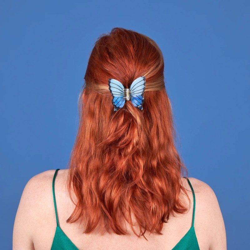Pince à cheveux - coucou suzette - papillon bleu