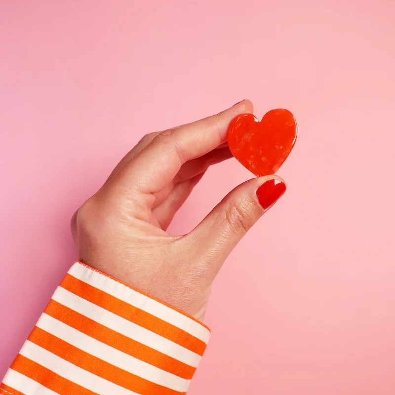 Mini pince à cheveux - coucou suzette - coeur rouge