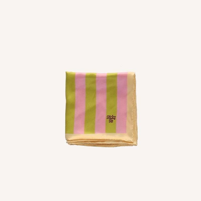 foulard de soie - sticky sis - stripes - dolce pink lemon leaf