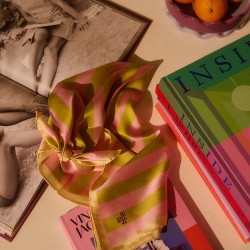 foulard de soie - sticky sis - stripes - dolce pink lemon leaf