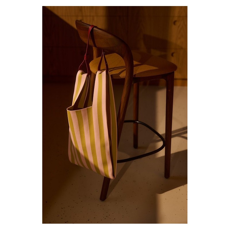 sac - sticky sis club - Market bag - knitted stripes - dolce pink lemon leaf