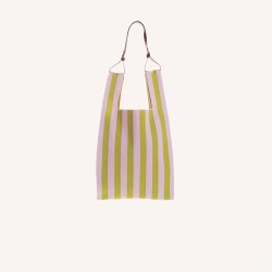 sac - sticky sis - Market bag - knitted stripes - dolce pink lemon leaf