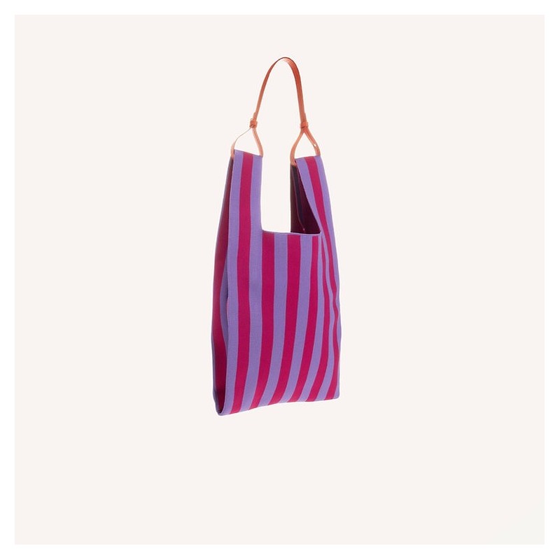 sac - sticky sis club - Market bag - knitted stripes - positano purple sunset lilac