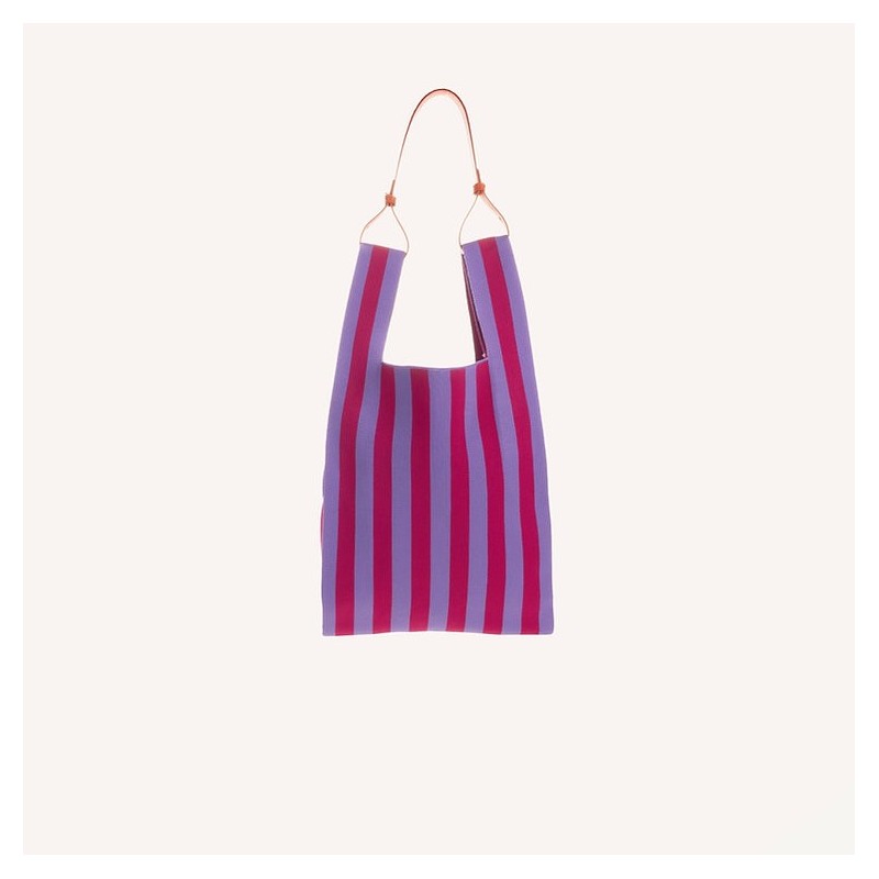 sac - sticky sis club - Market bag - knitted stripes - positano purple sunset lilac