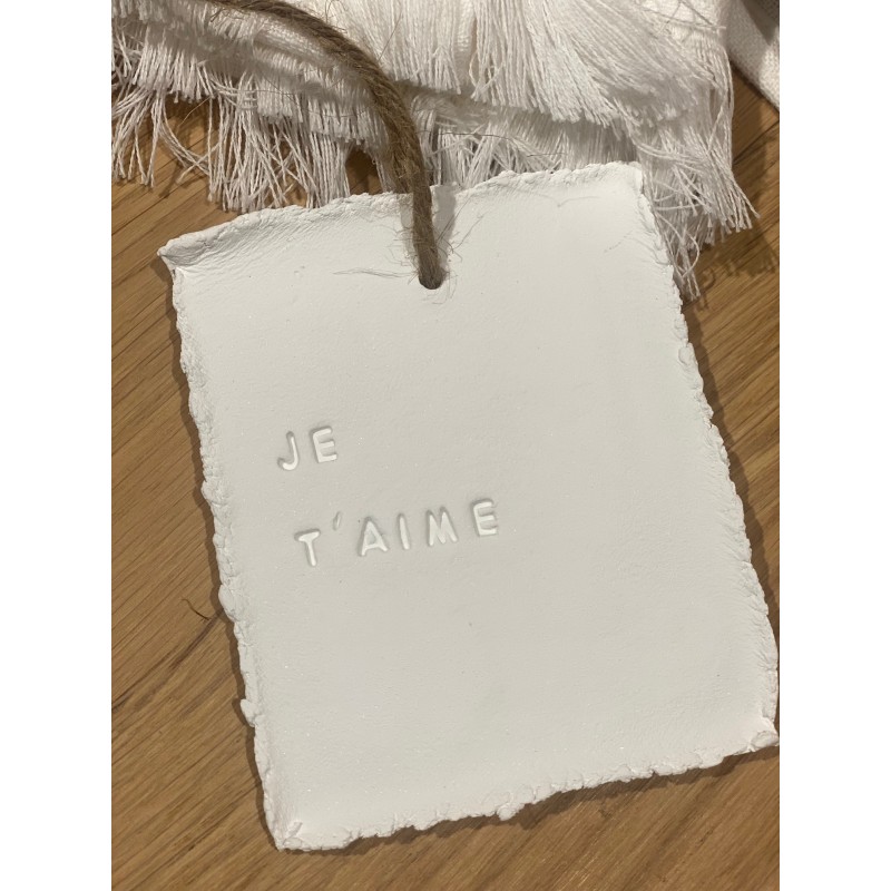 Plaque message argile - mw - je t'aime