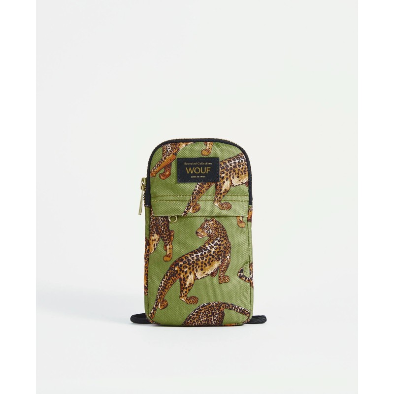 Sacoche portable - wouf - phone bag - olive leopard