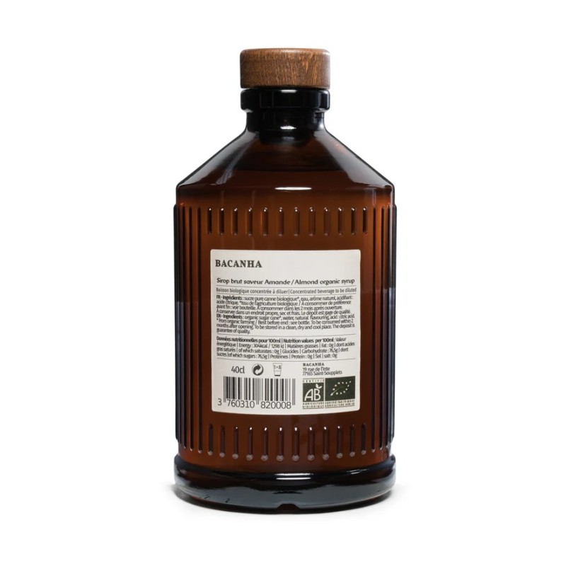 Sirop brut bio 400ml - bacanha - amande