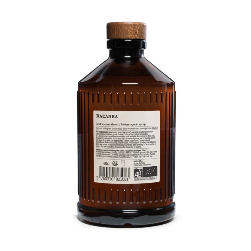 Sirop brut bio 400ml - bacanha - melon