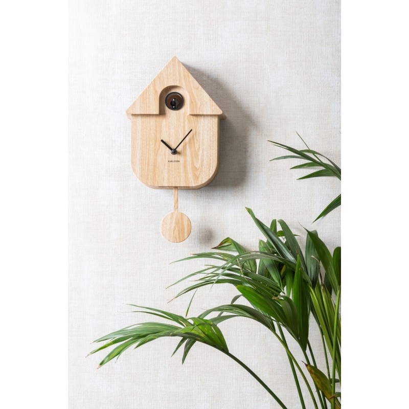 Pendule - present time - modern cuckoo - light wood