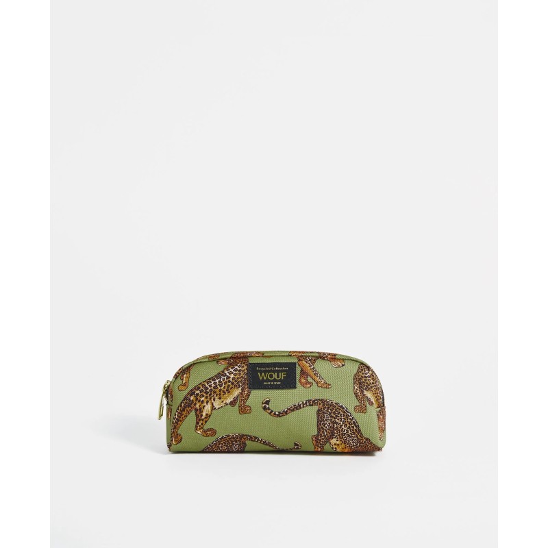 Trousse maquillage - wouf - makeup bag - olive leopard