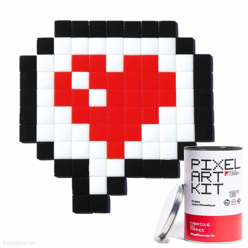 Kit mosaïques DIY en verre recyclé - kubbick - pixel art  love message - classic