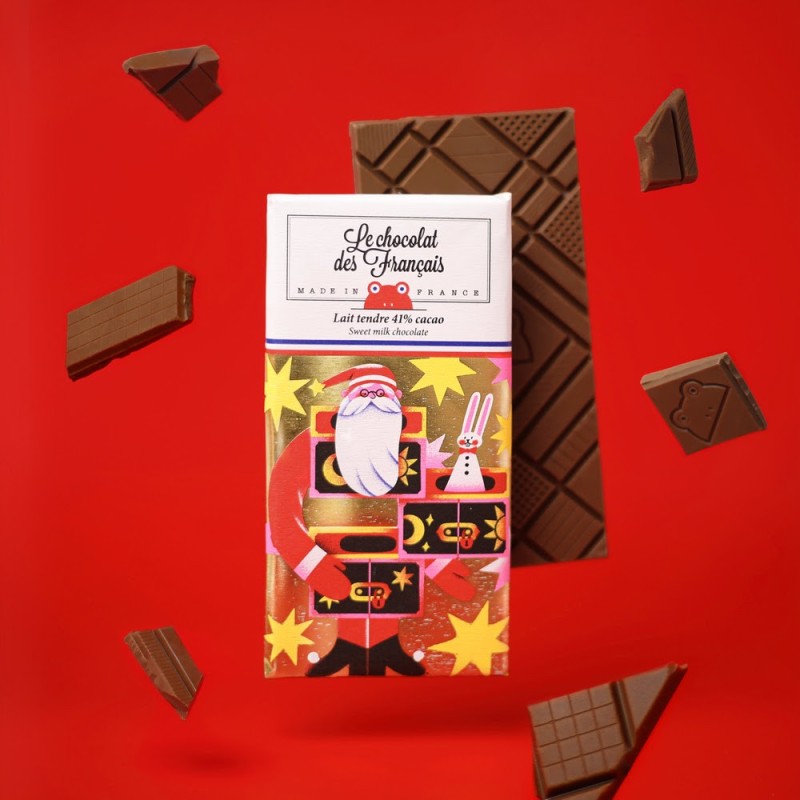 Tablette 80gr - le chocolat des français - noël - lait bioablette 80gr