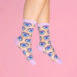 Chaussettes transparentes - coucou suzette - pensée mauve