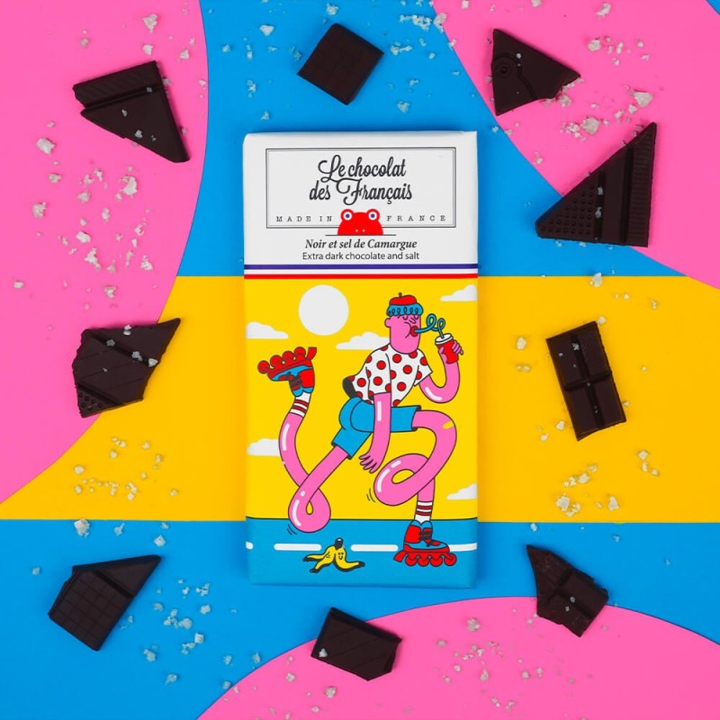Tablette 80gr - le chocolat des français - rollers - noir et sel de camargue bio