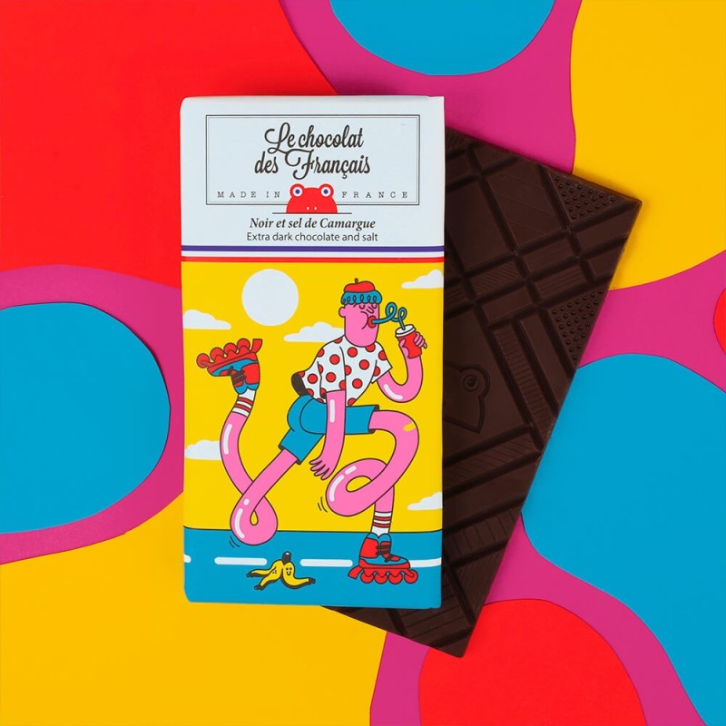 Tablette 80gr - le chocolat des français - rollers - noir et sel de camargue bio