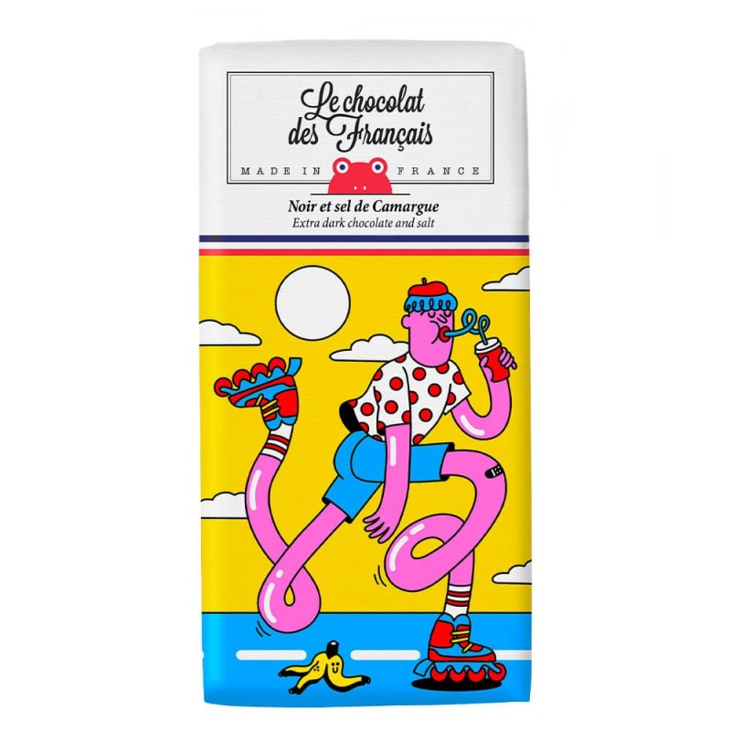 Tablette 80gr - le chocolat des français - rollers - noir et sel de camargue bio