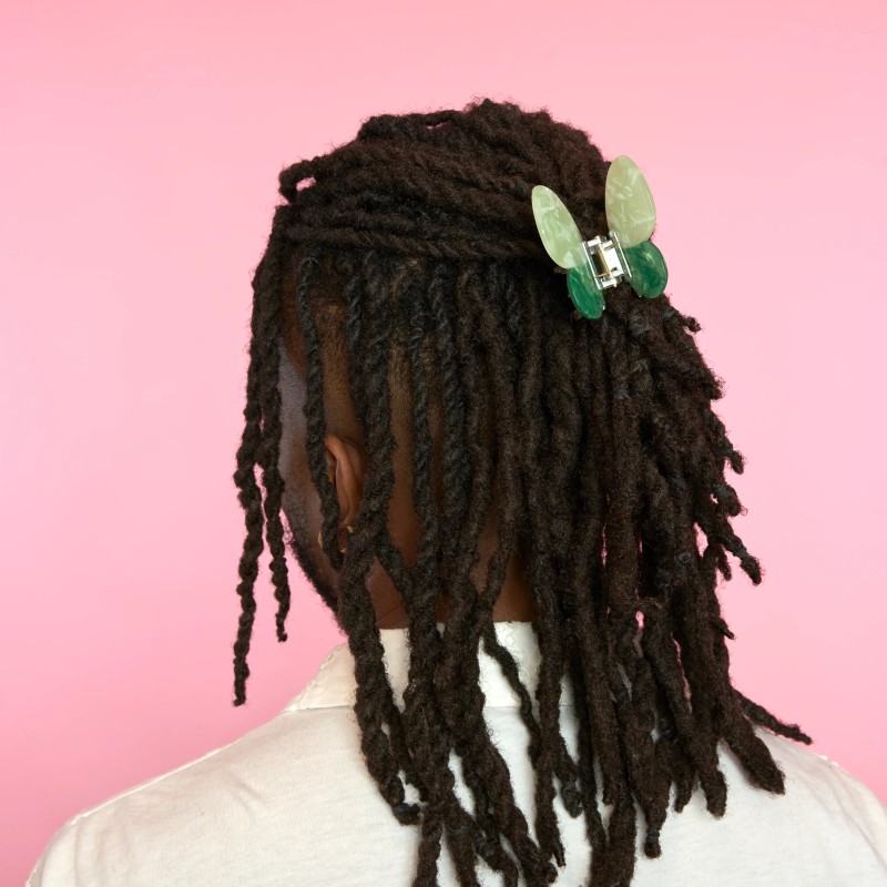 Pince à cheveux - coucou suzette - papillon vert