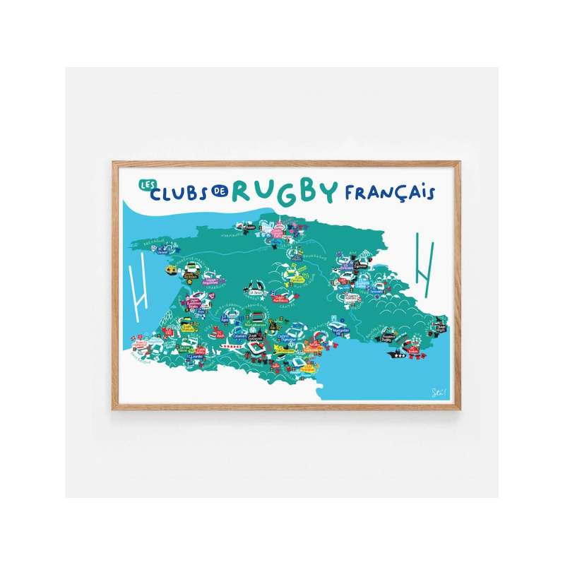 Affiche 30x40cm - ste illustration - rugby