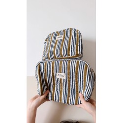 Trousse make up - Maison Augustin - stripe kaki