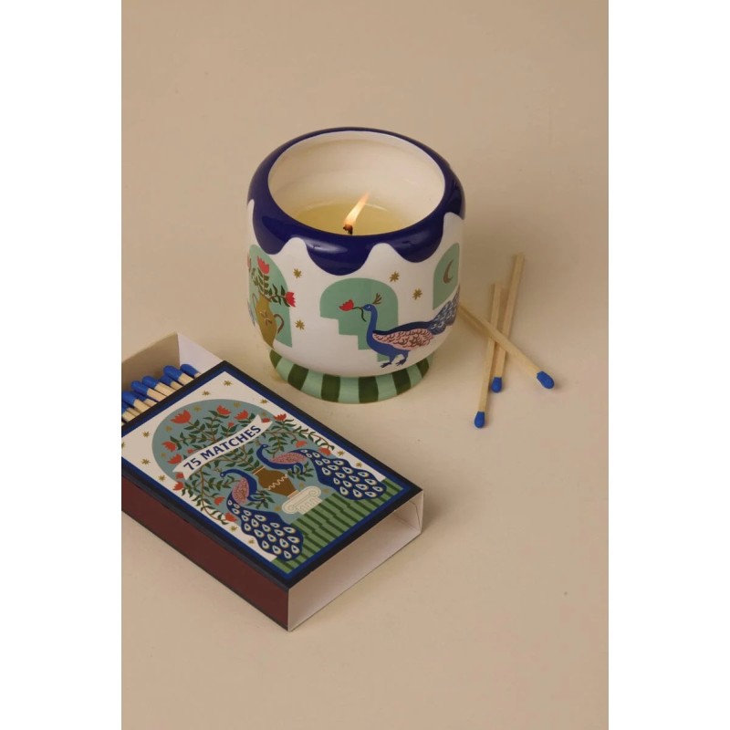 Bougie - gh - Adopo - Peacock ceramic candle- misted lime