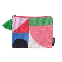 Pochette perles large - helio - geometrique