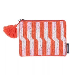 Pochette perles large - helio - naranja