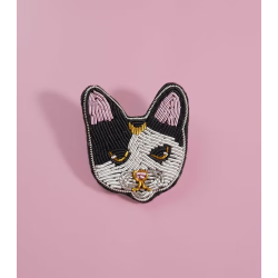 Broche - malicieuse - chat lune