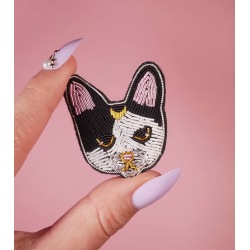 Broche - malicieuse - chat lune