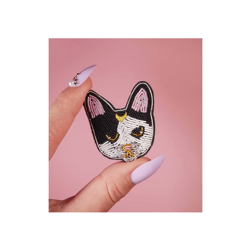 Broche - malicieuse - chat lune