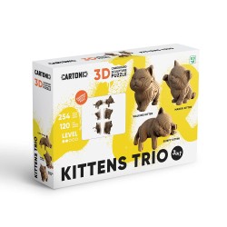 Puzzle sculpture 3d carton - cartonic - kittens trio