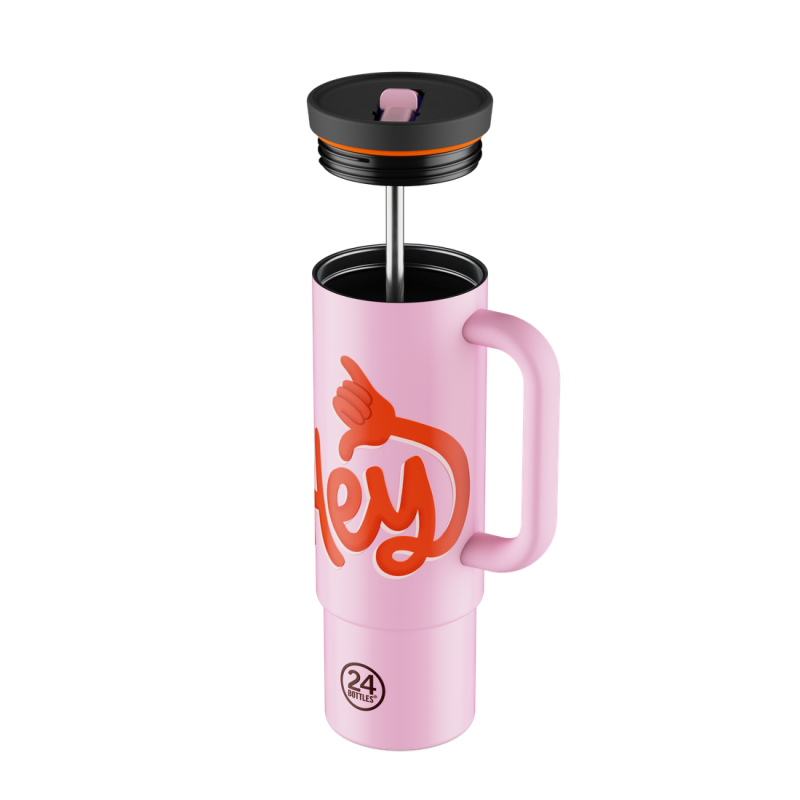 Thermos gobelet 800 ml - 24bottles - Straw cup hey! pink
