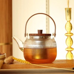 Théière Mugi 900ml - Ogo Living - verre et bois acacia
