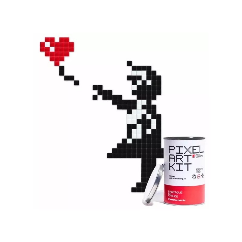 Kit mosaïques DIY en verre recyclé - kubbick - pixel art - big girl with balloon