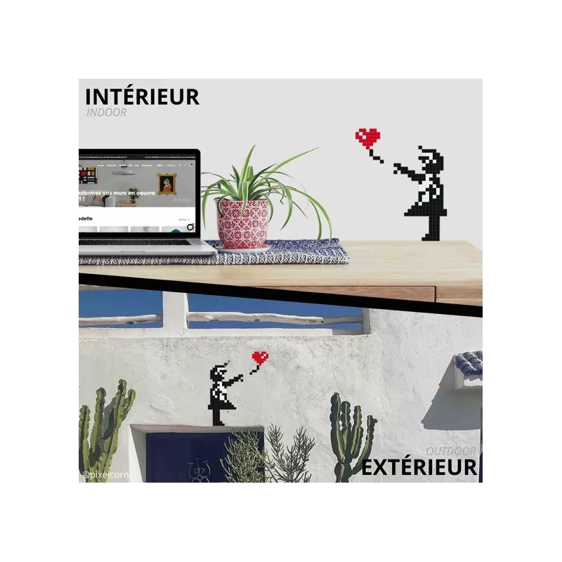 Kit mosaïques DIY en verre recyclé - kubbick - pixel art - big girl with balloon
