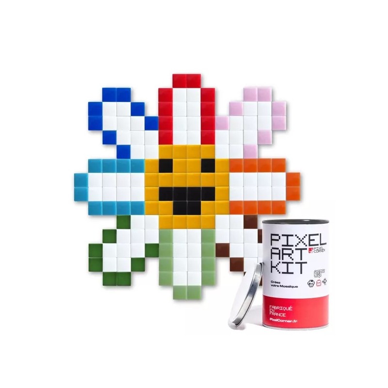 Kit mosaïques DIY en verre recyclé - kubbick - pixel art - Flower power