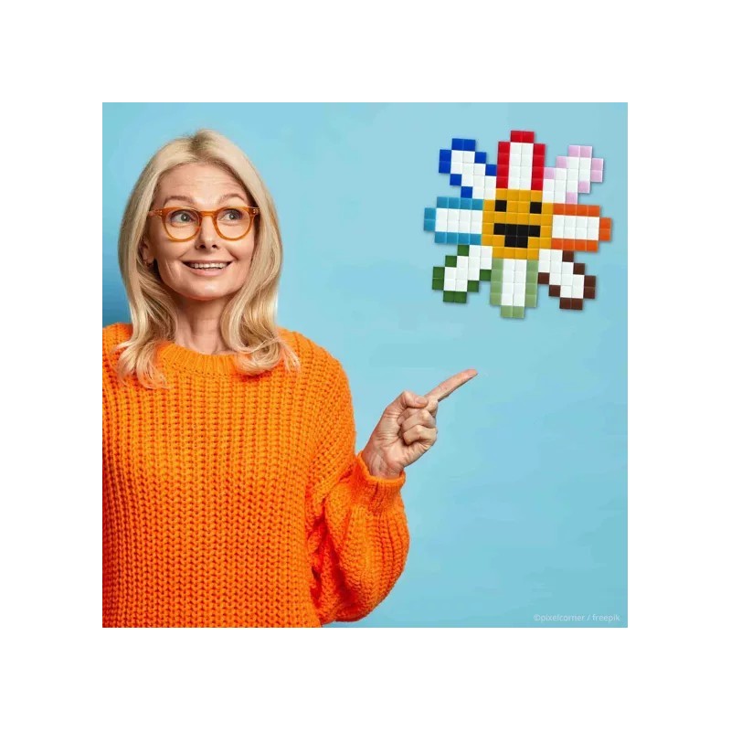 Kit mosaïques DIY en verre recyclé - kubbick - pixel art - Flower power