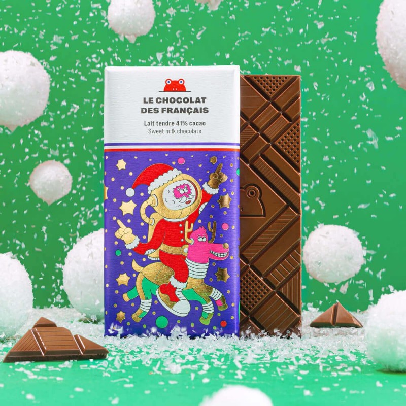Tablette 80gr - le chocolat des français - noël - lait bioablette 80gr