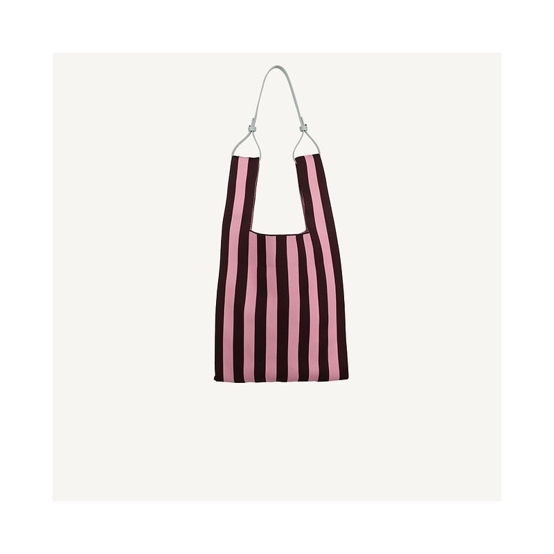 sac - sticky sis club - Market bag - knitted stripes - chocolate + bubblegum