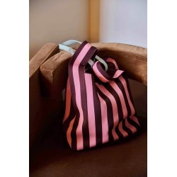 sac - sticky sis club - Market bag - knitted stripes - chocolate + bubblegum
