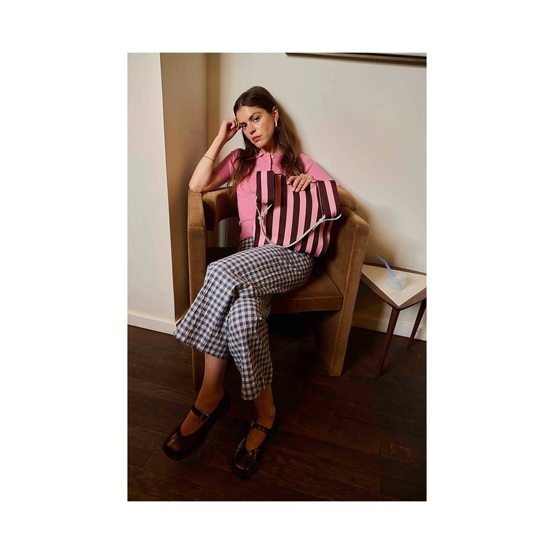 sac - sticky sis club - Market bag - knitted stripes - chocolate + bubblegum