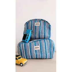 Trousse make up - Maison Augustin - stipe bleu