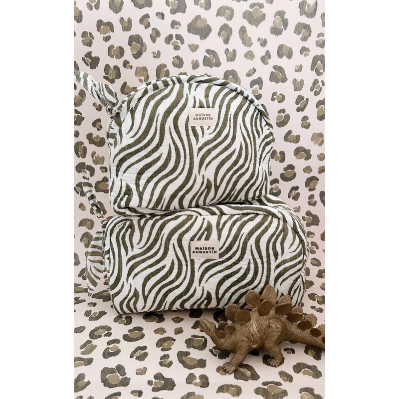 Trousse make up - Maison Augustin - zebre kaki