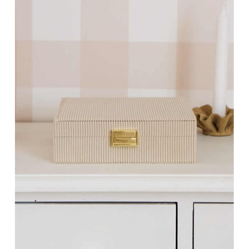 Boite à bijoux - maison scarlett - anne - velours côtelé beige