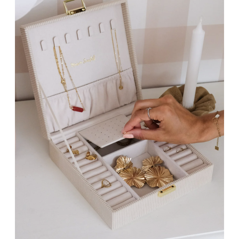 Boite à bijoux - maison scarlett - anne - velours côtelé beige